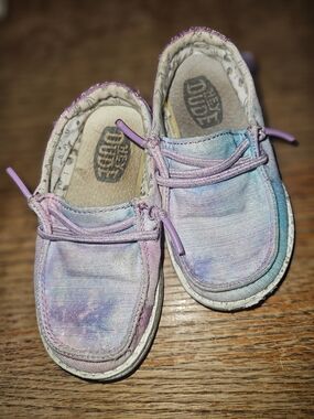 Hey Dude Kids Tie-Dye Slip-On Sneakers - Pastel Purple & Blue